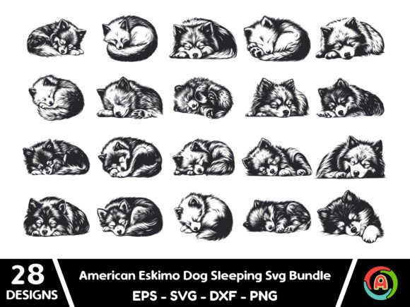 American Eskimo Dog Sleeping Svg Bundle