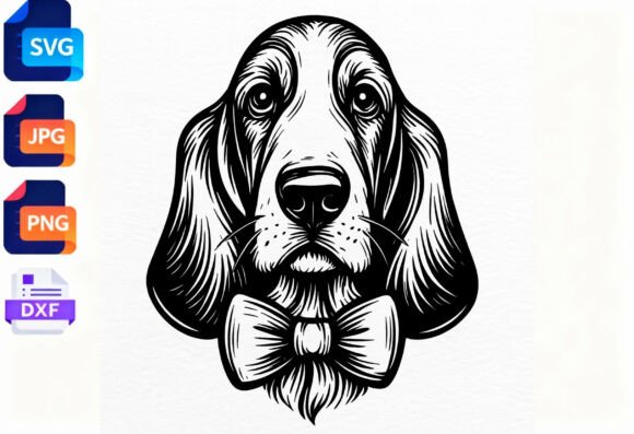 Basset Hound Dog Bowtie SVG Clipart