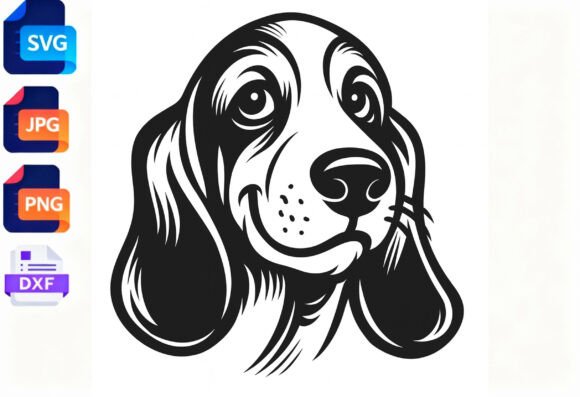 Basset Hound Dog Face SVG Clipart