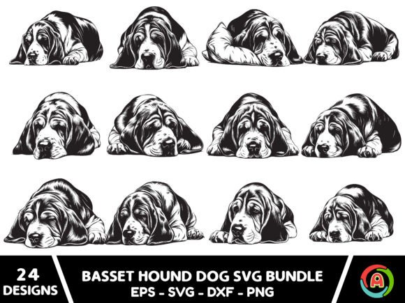 Basset Hound Dog Sleeping Svg Bundle