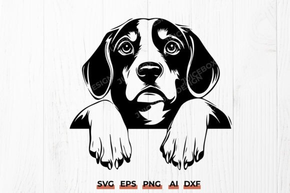 Beagle Dog Peeking SVG PNG DXF Clipart
