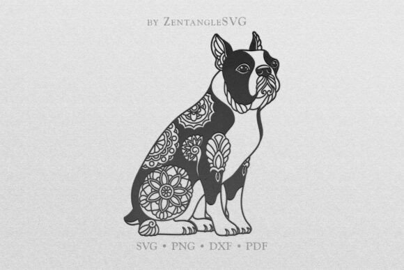Boston Terrier SVG Mandala Dog Breed SVG