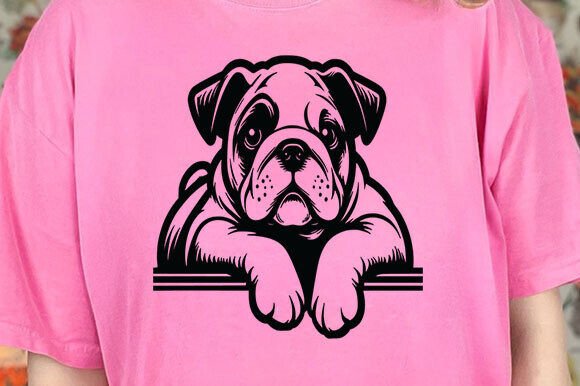 Bulldog Mama Peeking Dog Design Svg