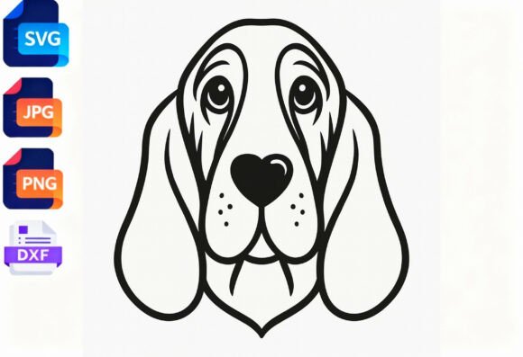 Cute Basset Hound Dog Face SVG Cut File