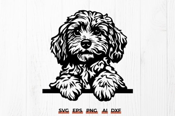 Cute Cavapoo Peeking SVG Dog Clipart