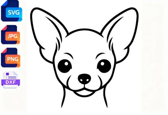 Cute Chihuahua Dog Face SVG Clipart