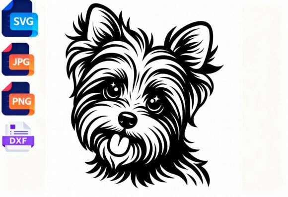 Cute Yorkie Dog Face SVG Cut File