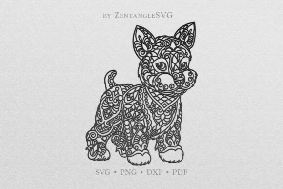 Cute Yorkie SVG, Mandala Dog Breed SVG