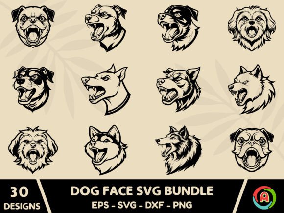 Dog Face Svg Bundle, Dog Head Svg Bundle