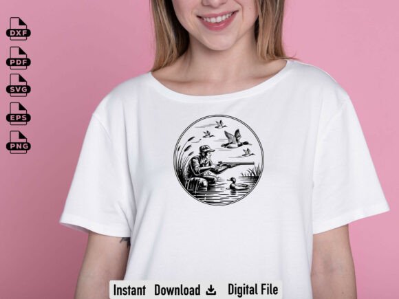 Duck Hunting Scene SVG, Hunter Vector