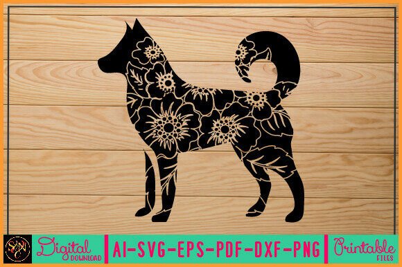 Flower Dog Animal SVG Vector 42