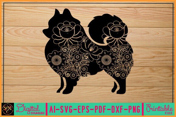 Flower Dog Animal SVG Vector 52
