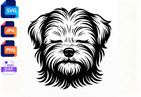 Fluffy Dog Face SVG Cut File Dog Lover