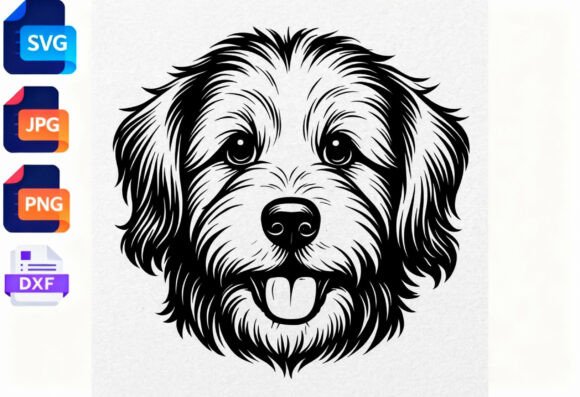 Fluffy Dog Face SVG Cut File for