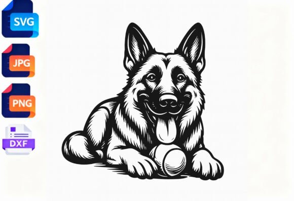 German Shepherd Dog Ball SVG: An Embroidery Designer's Take
