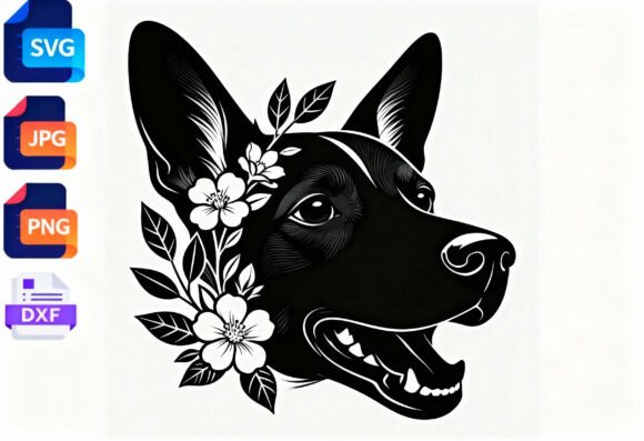 German Shepherd Floral SVG Dog Head Art: A Designer Review