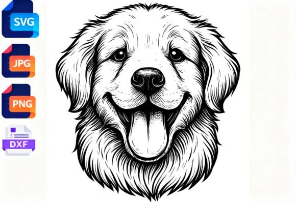 Happy Golden Retriever Dog Sketch SVG: A Designer's Review