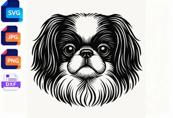 Japanese Chin Dog Face SVG Cut File