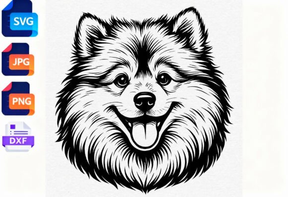 Pomeranian Dog Face SVG Clipart: Real Embroidery Use