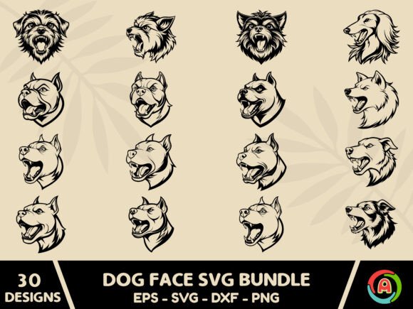 Retro Dog Face Svg Bundle
