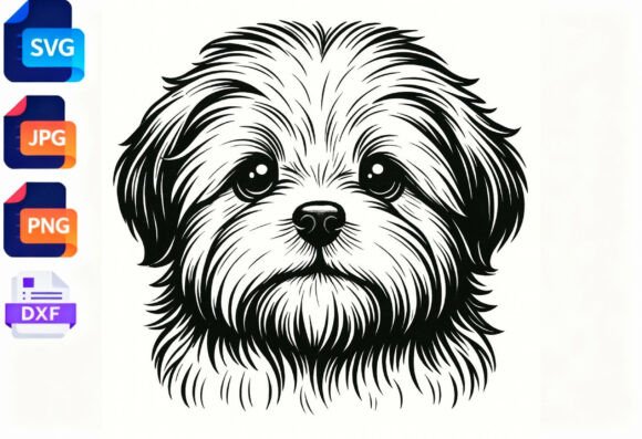 Shih Tzu Dog Face SVG Clipart