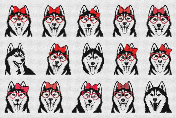 Siberian Husky Dog Head SVG Bundle