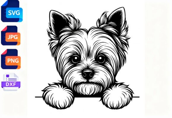 Yorkie Dog Peeking SVG Clipart